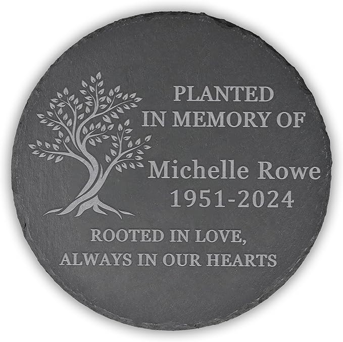 Memorial Garden Stone - Personalized Sympathy Gifts for Loss of Loved One - Bereavement Gifts for Loss of Father Mother - Rooted in Love - Round