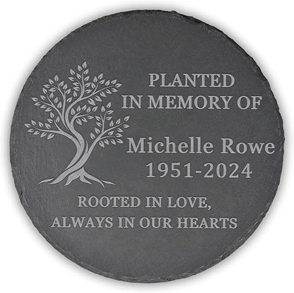Memorial Garden Stone - Personalized Sympathy Gifts for Loss of Loved One - Bereavement Gifts for Loss of Father Mother - Rooted in Love - Round