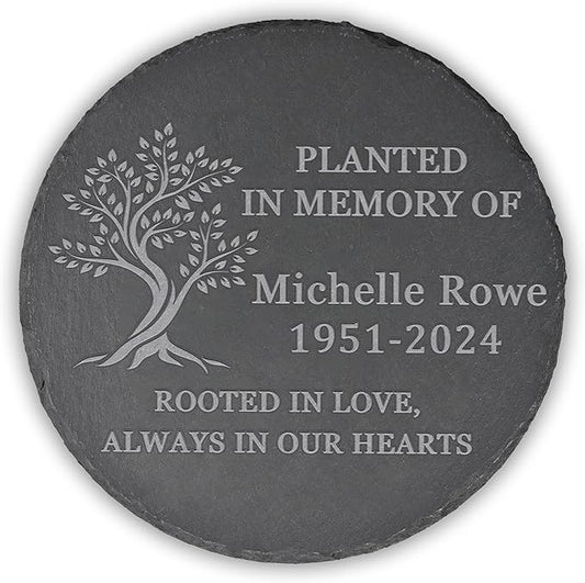 Memorial Garden Stone - Personalized Sympathy Gifts for Loss of Loved One - Bereavement Gifts for Loss of Father Mother - Rooted in Love - Round
