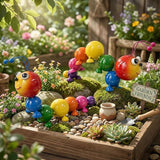 Metal Caterpillar Statue Indoor Outdoor Vivid Yard Art Garden Decor for Outside Patio Lawn Ornaments Fence Decorations Gift for Family Friends Garden Lovers 2 Pack(Color & Curved)