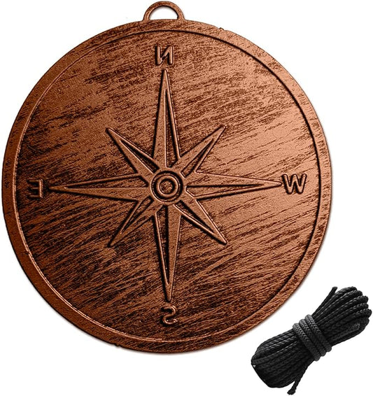 Replacement Wind Catcher, Circular Vintage Compass Decor with 16.4FT Nylon Cord, 1MM Thick Metal Wind Chime Replacement Parts for Wind Chimes, Hanging Decoration Ornament for Garden, Patio, Tree