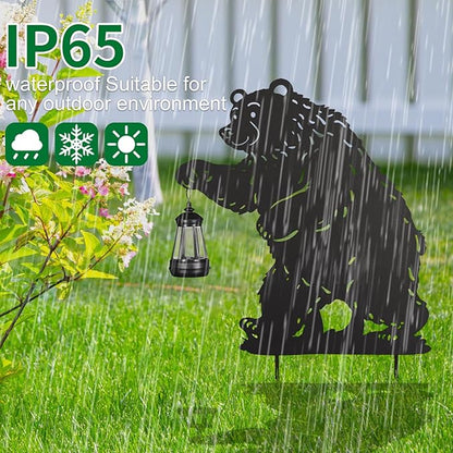 nawaza Bear Metal Garden Stakes Decorative 2Pack,Solar Lights Outdoor Garden Decor Stake,Birthday Gifts for Mom Women,Decorative Metal Housewarming Ornament for Lawn Patio Yard Pathway Black.