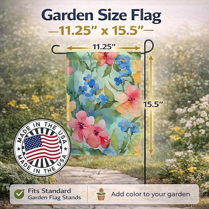Caroline's Treasures Alaska Forget-me-nots in Watercolor Garden Flag Mailbox Flag Decorative Yard Flag Banner Outside Patio Artwork Yard Flower Beds, Garden Size, Multicolor