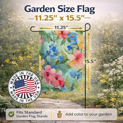 Caroline's Treasures Alaska Forget-me-nots in Watercolor Garden Flag Mailbox Flag Decorative Yard Flag Banner Outside Patio Artwork Yard Flower Beds, Garden Size, Multicolor