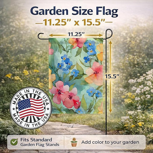 Caroline's Treasures Alaska Forget-me-nots in Watercolor Garden Flag Mailbox Flag Decorative Yard Flag Banner Outside Patio Artwork Yard Flower Beds, Garden Size, Multicolor