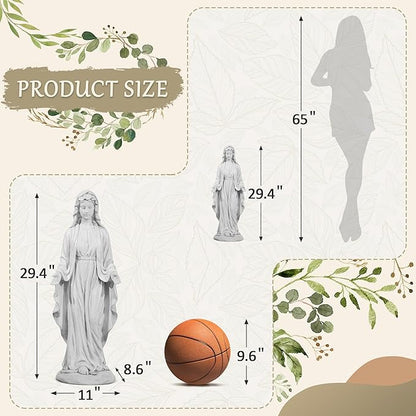 Virgin Mary Statue Outdoor 30 Inch Tall Large Religious Garden Statue, Blessed Mother Outdoor Decorations Statue, Virgen De Guadalupe Statues for Yard, Patio, Home Decor