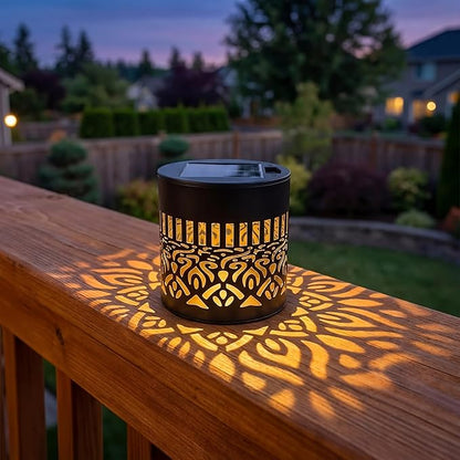 Decorative Solar Mandala Lights, Metal Outdoor Step Wall Lights, Waterproof Solar Powered Mandala Fence Lights for Garden Patio Yard Decor,Eco-Friendly & Easy Install (2)