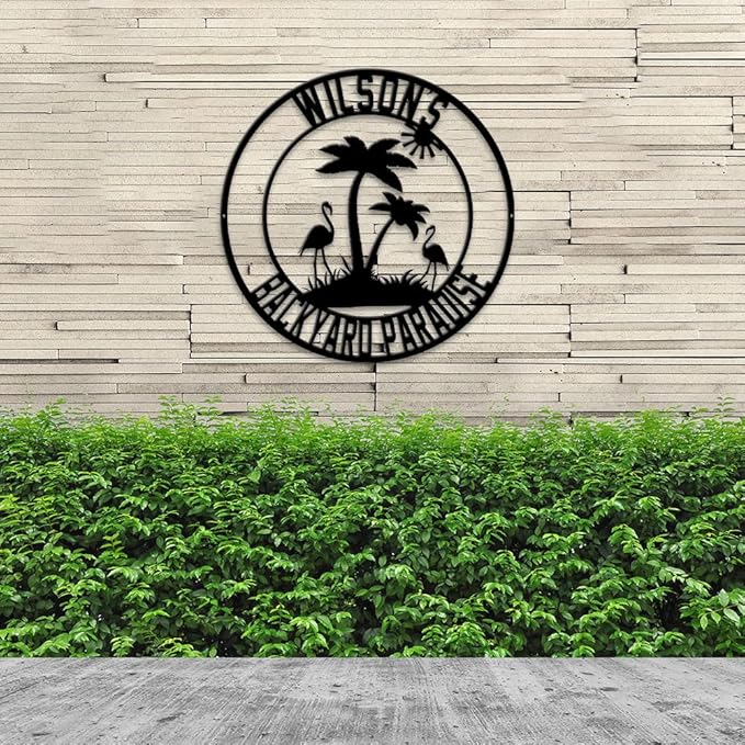 MeMate Flamingo Metal Sign for Outdoor Decor - Personalized Backyard Patio, Custom Name for Porch, Deck - 8-24 in Large Outside Decor - Housewarming Gifts for Family Friends