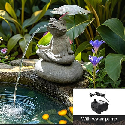 Animal Pond Fountains, Spitters for Small Ponds, Resin Frog Water Spitter Statue, Aerating Pond Fountain Pump Attachment, Outdoor Ornament for Garden