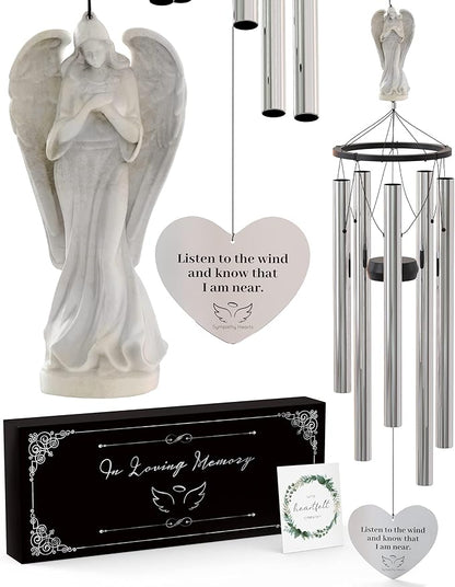 Angel Memorial Wind Chimes for Loss of Loved One - 34" Large Sympathy Wind Chimes, Memorial Gifts for Loss of Loved One Mother Father Husband Bereavement Chimes for Outside Deep Tone