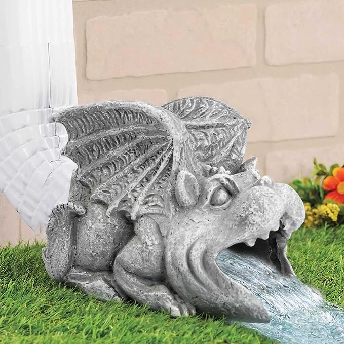 Gargoyle Gutter Guardian Rain Downspout Extension Statue, Decorative Downspout Sculpture Outddor Yard Garden Décor Splash Block, 3" × 4" Downspouts