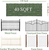 Artificial Ivy Privacy Fence Screen: 48"x 120" (40 Sqft) Anti-Ultraviolet Artificial Hedge Grass Wall, Used for Indoor and Outdoor Green Background, Garden Greening Decoration