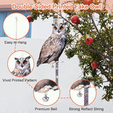 4PCS Fake Owls Plastic Owl Hanging Flat Garden Owl with Reflective Tape for Balcony House Windows Outside Porch Yard Decor