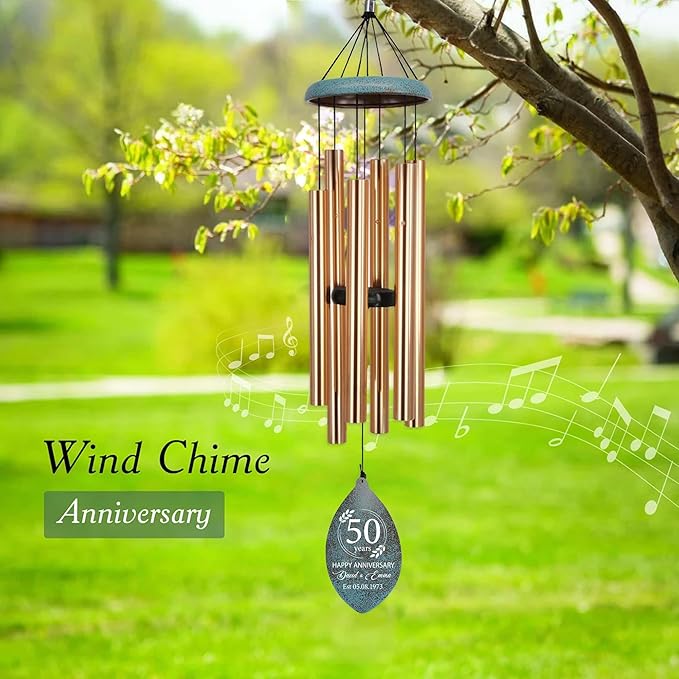 ASTARIN Personalized 20th 50th Anniversary Wind Chime, Happy Anniversary Wedding Valentine's Day Gift for Wife Husband Men Women Sister, Keepsake Decorations for Parents Couples(Produced in USA)