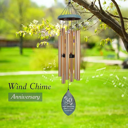 ASTARIN Personalized 20th 50th Anniversary Wind Chime, Happy Anniversary Wedding Valentine's Day Gift for Wife Husband Men Women Sister, Keepsake Decorations for Parents Couples(Produced in USA)
