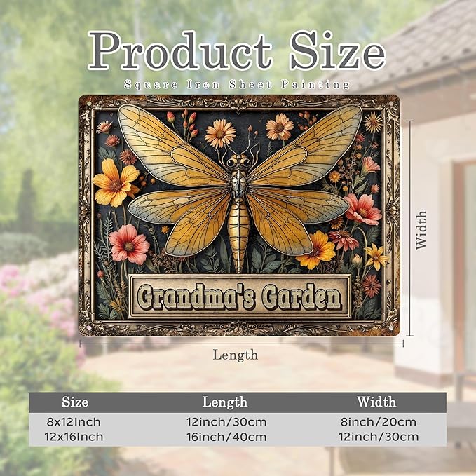 Personalized Metal Signs with Name Made in USA Custom Dragonfly Garden Sign Vintage Decorative Metal Print for Wall Decor Home Garden Ideas Gifts Artwork Prints for Yard Ourdoor