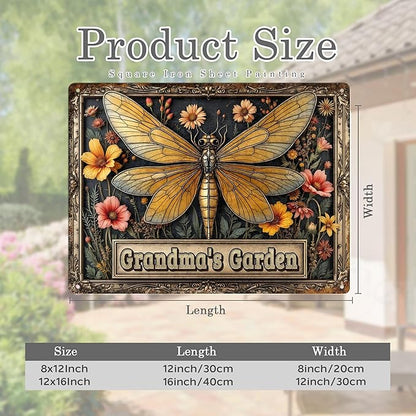 Personalized Metal Signs with Name Made in USA Custom Dragonfly Garden Sign Vintage Decorative Metal Print for Wall Decor Home Garden Ideas Gifts Artwork Prints for Yard Ourdoor