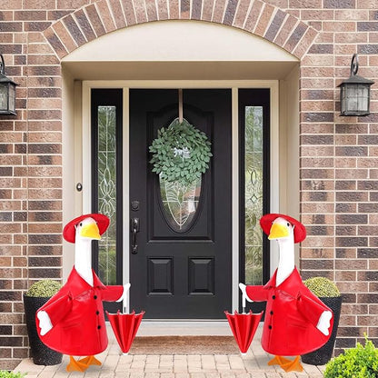 Raincoat Goose Outfits Spring Porch Goose Outfit Summer Yard Clothes for 23" Lawn Outdoor Garden Yard Patio Geese Statue Spring Summer Decor(Red)