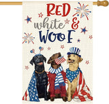 AVOIN colorlife 4th of July Dogs House Flag 28x40 Inch Double Sided Outside, Independence Day Patriotic American Stars and Stripes Yard Outdoor Decoration
