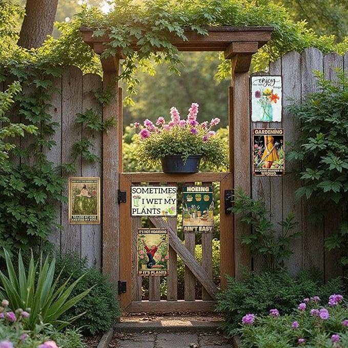 Garden Metal Signs For Outside Garden Wall Art Outdoor Patio Sign Vintage Flower Tin Sign Enjoy The Little Things Funny Garden Signs Decorative Outdoor Farmer Market Decor 8x12 Inch