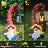 Gnome Garden Decor Statue - Solar Lantern Christmas Gnomes Decorations for Yard with Succulent and 6 LED Lights Outdoor Decoration for Patio