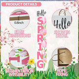 Hello Spring Porch Sign Tulip Wooden Welcome Sign Vertical Spring Hanging Signs For Standing Front Porch Decor Rustic Wall Decor Home Farmhouse Yard Door Spring Decorations 47.2"H