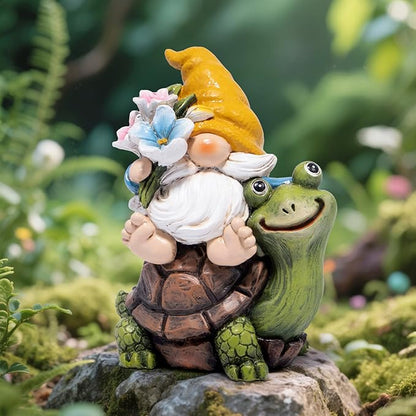 Hodao Spring Garden Gnome Decoration Flower Animal Ornaments Decor Gifts Spring Gnomes for Garden Decorations Summer Elf Figurine Gifts for Mom Outdoor Decor (Yellow)