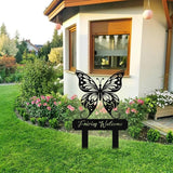 Personalized Metal Butterfly Garden Signs with Stake, Custom Garden Signs for Outside Waterproof, Customized Name Sign Yard Lawn Gardens Decor Gardening Gifts for Moms Grandmas Gardeners