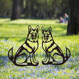 Metal Dog Garden Statue, Outdoor Yard Art Dog Silhouette Decoration Black Garden Stake for Yard Garden Lawn