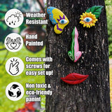 2 Pack Tree Faces Decor Outdoor, Trees Art Decoration, Colorful Funny Outdoor Tree Faces Decor Creative Face for Patio Trees and Wall Decoration