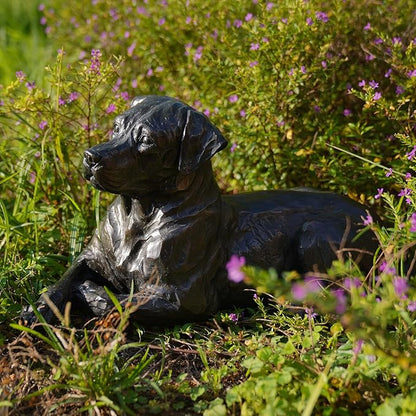 Large Labrador Dog Statues Outdoor – 16.75inch Black Resin Labrador Memorial Statue 4.1lb Décor Sculpture Large lab Outdoor Figurines for Dog Lovers 16.75L*9.75W*9.5H