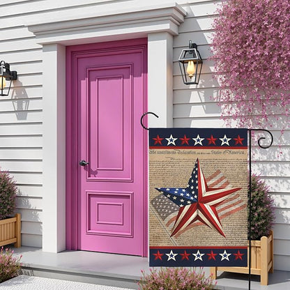 Patriotic Garden Flag American Star Freedom Independence Day Theme Yard Flags Lawn Porch July Fourth 4th of July Memorial Day House Banners Double Side Home Decoration 12x18 Inch