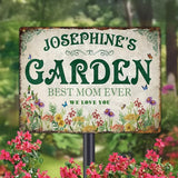 Custom Garden Signs Personalized Metal Tin Sign for Women, Retro Hummingbird Metal Sign for Outdoor, Patio, Yard Home Decor Gift for Mothers Day, Grandmas, and Gardening Lovers (For MOM 03)