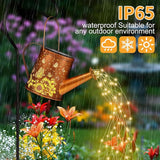 Solar Watering Can Light, Solar Powered Hanging Lantern Landscape Lights, Decorative Garden for Yard Waterproof Garden Decor, Gifts for Mom, Grandma（Sunflower + Butterfly）