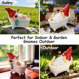 Toncoke Garden Gnomes for Outdoor, 7 Inch Gnomes Decorations for Yard, Gnome Garden Decor for Home Patio Lawn, Gnomes Gifts for Women Spring Summer Christmas Halloween (Bathtub & Wine Glass)