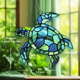 Sea Turtle Suncatcher Decor, Sea Turtles Stained Glass Window Hanging for Turtle Lovers, Wall Decor for Indoor Outdoor.