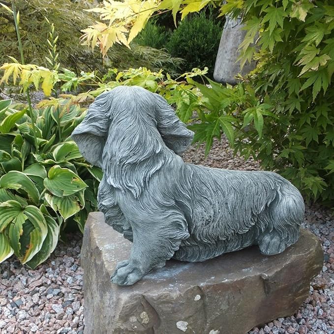 Outdoor Garden Dachshund Dog Statue Concrete Dachshund Dog Figurine Detailed Puppy Sculpture