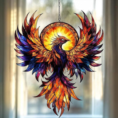 Phoenix Acrylic Suncatcher, Boho Suncatchers for Window Hanging Ornament, Stained Glass Effect Art Garden Decor for Myth Lover, Gifts for Mother's Day, Mom, Grandma, Wife, Women, Nana