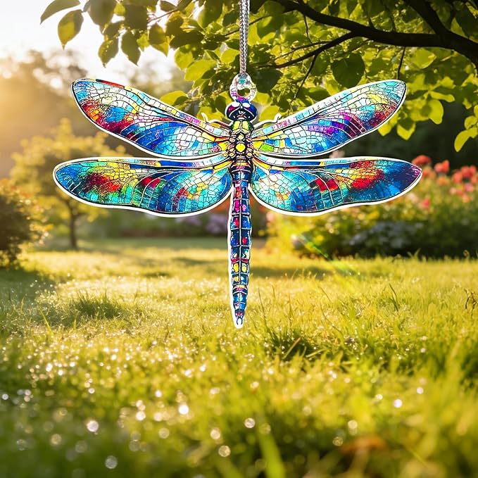 Window Hanging Dragonfly Plant Suncatcher Ready to Hang Window Doors Home Decoration,Dragonfly Ornament for Women Gifts,Valentine's Day for Lovers and Friends