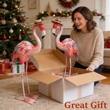 chisheen Flamingo Statues Pink Bird Art Garden Sculptures Outdoor Metal Yard Decor for Wedding Gifts Patio Lawn Porch Ornament Decoration