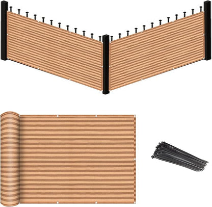 Eden's Decor Balcony Privacy Screen Brown/Khaki 2'6"x 33' Cover Mesh Windscreen Weather-Resistant UV Protection for Backyard Deck, Patio, Balcony, Pool, Porch, Fence, Railing, Gardening