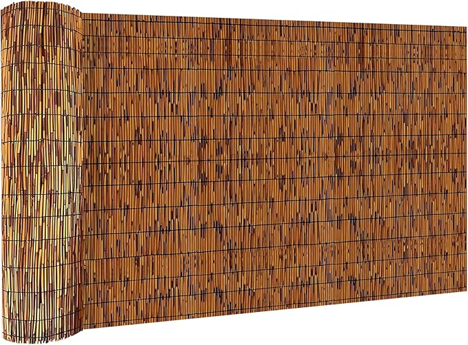 KOIUEYW Bamboo Reed Fencing, Decorative Bamboo Curtains for Patio, Light Russet Privacy Fence Reed Screens Outdoor for Patio Garden Balcony Privacy Screen, 5 x 5 FT