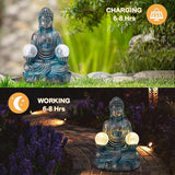 Afirst 10.5'' Meditating Buddha Garden Statues Solar Buddha Sculpture Decor with Glass Balls Zen Meditation for Home Garden Yard Patio Indoor Outdoor Ornaments Gifts for Mom