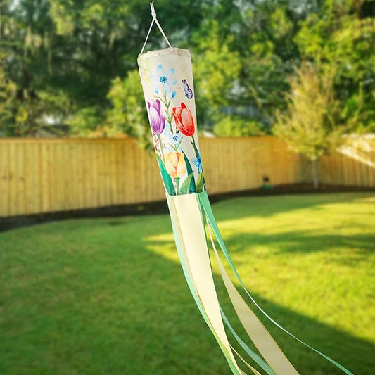 Madrona Brands Spring Tulip Flower Windsock for Outside 48 Inch | Durable Outdoor Decorative Hanging Wind Sock | Patio, Yard, Garden
