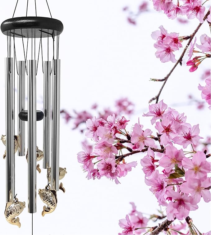Fish Windchime - Soothing Wind Chimes for Porch or Garden Décor - Ideal Gift for Cabin at The Lake or Beach - 26" L