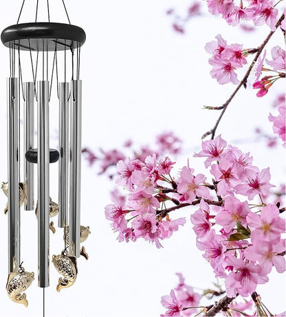 Fish Windchime - Soothing Wind Chimes for Porch or Garden Décor - Ideal Gift for Cabin at The Lake or Beach - 26" L