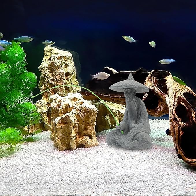 HOMSFOU Mini Fisherman Figurine Miniature Resin Fisherman Bonsai Statue Chinese Sitting Fishing Ornament for Fish Tank Fairy Garden Micro Landscape Sand Fairy