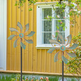 Wind Sculpture for Outside Standing Vintage Wind Spinner Yard Art Decorations Metal Windmill for Outdoor Patio Lawn Garden Decor (2pcs-Green)