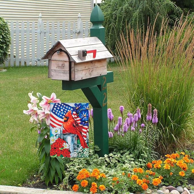 Patriotic 4th of July Garden Flag, hogardeck Double Sided 12.5x18 Inch Bird Fourth of July Decorations, Memorial Day Independence Day Floral Outdoor Yard Decor