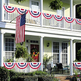 8 Pack American Pleated Fan Flag, 1.5 x 3 Ft Red White and Blue Half Fan Flag Bunting Banner, Patriotic Decorations USA Bunting Flags Outdoor Indoor for Porch Garden Memorial Day 4th of July Decor